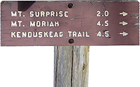 mount moriah sign - mt moriah, mount surprise trail sign, kenduskeag trail sign